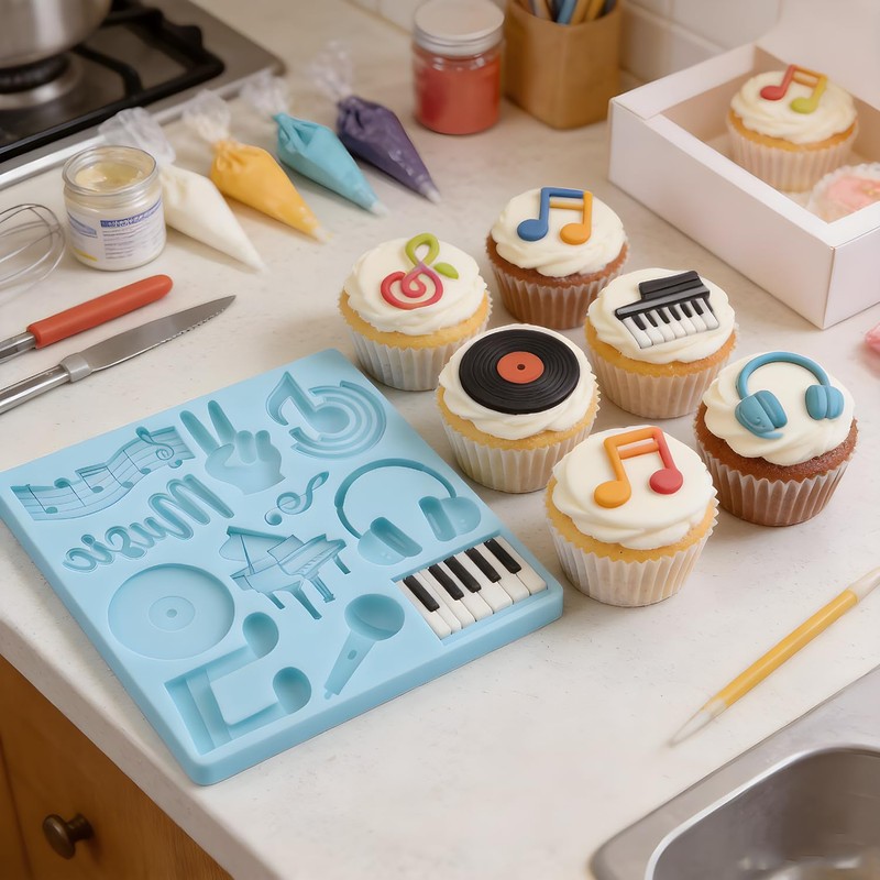 Music Note Fondant Mold Musical Instrument Chocolate Silicone Mold
