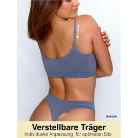 DIXXSON Pack of 3 Women's Bralette Bra Soft Padded Adjustable without Underwire Yoga and Leisure (Size XS - XL), Black, blue grey, coral