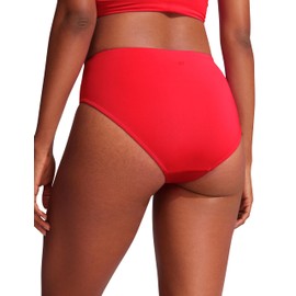CRZ YOGA Bikini Bottoms for Women Mid Rise Full Coverage Bathing Suit Swimsuit Basic Swim Briefs Deep Red Medium