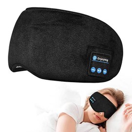 VABOO Bluetooth Sleep Mask Headphones, Wireless 5.0 3D Deep Eye Mask with Bluetooth Headphones Sleeping Mask Comfortable & Washable Sleep Mask Blackout for Jogging, Sports,Travel (Black)