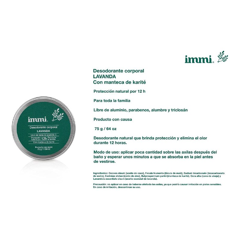 IMMI Desodorante Natural Lavanda en Tarro 2 Piezas | 1