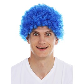 WIG ME UP - MMAM-9M-K2079 Wig Carnival Men Women Clown Blue Short Afro Curly Curly Curly Head