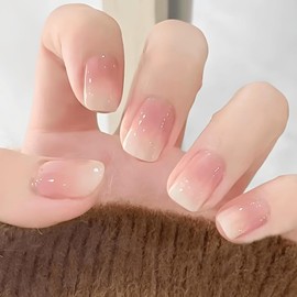 COLORBIRD Short Nail Tips, 24 Pieces, Pink, Nail, Press-On Nails, Tips, Short, Cute, Square Off (R545)