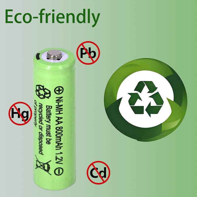 Yibatopow 16 Packs 1.2V Ni-MH Rechargeable AA Batteries 800mah,Double A