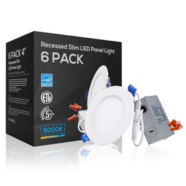 TORCHSTAR 4 Inch 10W Dimmable Slim LED Downlight with J-Box, 80W Eqv. Recessed Ceiling Light, 650lm, ETL & Energy Star Low Profile Light, 5000K Daylight, Pack of 6