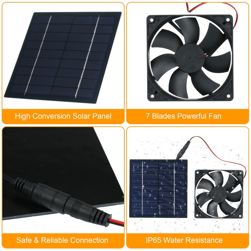 Solar Panel Powered Fan Mini Ventilator 5W 6V Solar Exhaust