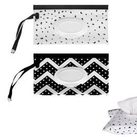 TOCCOOL 2 Pcs Portable EVA Wet Wipes Bag - Fashionable and Practical for Going Out, Traveling and Outdoor Sports Wet Wipes Dispenser (Wave Type x 1, Feather Type x 1)