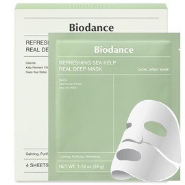 BIODANCE Mascarilla facial de hidrogel con alga marina  Refreshing Sea Kelp Real Deep Mask, hidratante y purificante para poros y piel grasasensible, 