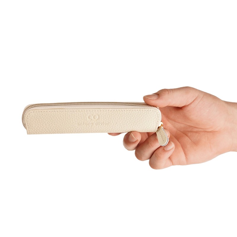 Antony Olivier Real Leather Pencil Case | White Pen Pouch