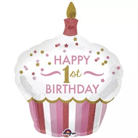 Anagram 1ST BIRTHDAY CUPCAKE GIRL HOLOGRAPHIC SUPER SHAPE