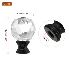 PATIKIL 1/4-27 Crystal Lamp Finial Cap for Lamp Harp Lampshade Top, 2 Pack Cap Nut Screw Cap Knob Lamp Shade Decoration for Table or Floor Lamp, Black