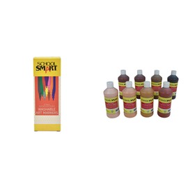 Casafoyer Fine Tip Washable Markers & Tempera Paints Combo Kit for Creative Arts and Crafts at Home or School