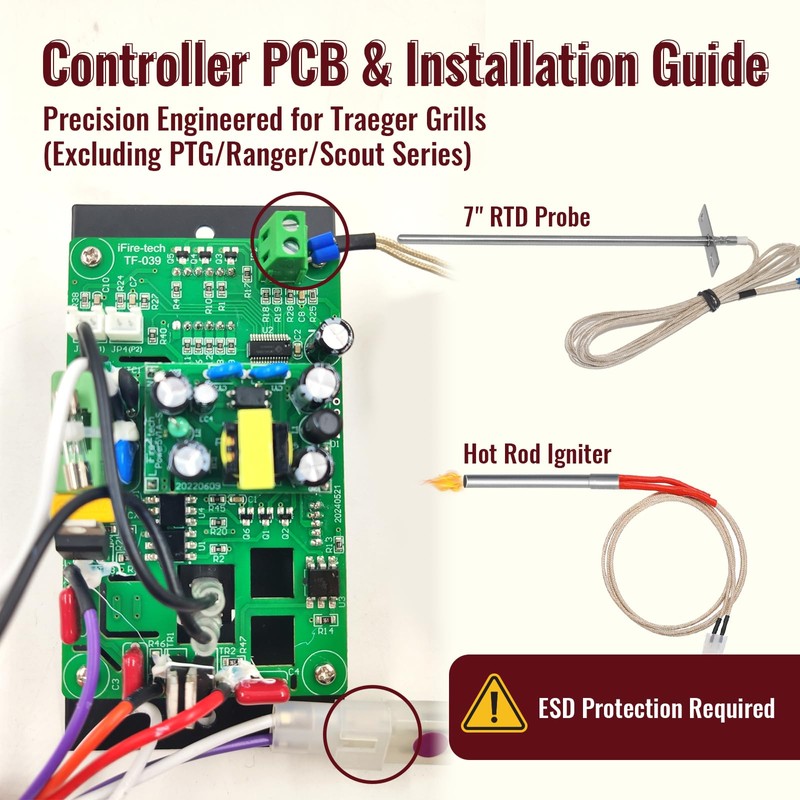 Controller Kit for Traeger BAC236, BAC365, BAC283, etc. (NO Temp