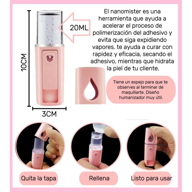 Ventilador + Nanomister Extensiones Pestañas Color