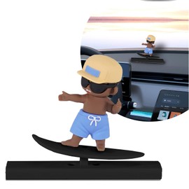YESCOO White Hippie Surfer Boy Car Decor Bobblehead Car Dashboard, Car Dashboard Accessories, Fun Cut Gifts for Women Boyfriend Girlfriend Car Swinging Ceremony-Universal