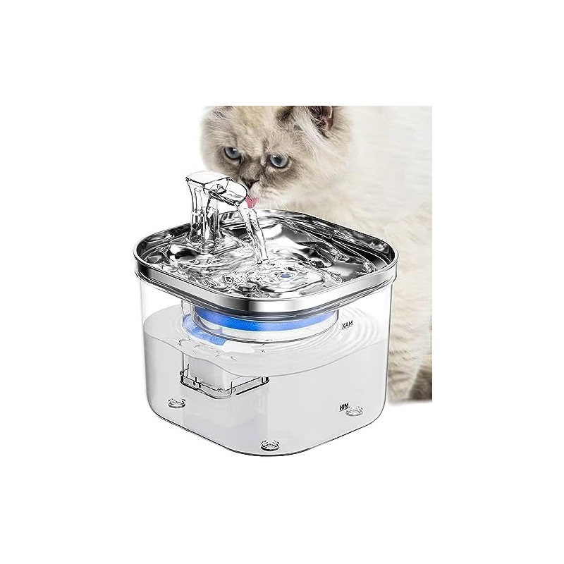JIJO Bebedero para Gato, 304 Acero Inoxidable Fuente para Gato,