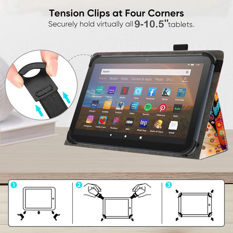 Pudiceva Universal 10 10.1 Inch Android Tablet Case,Slim Folding Stand