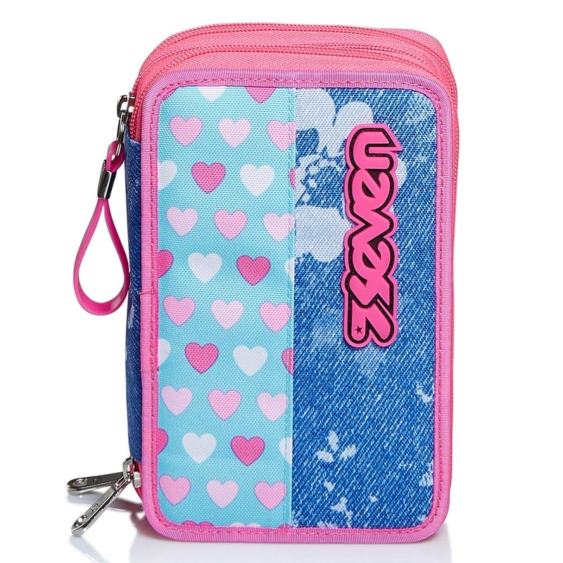 Astuccio 3 Scomparti Seven, Flying Dreams, Blu, Completo di Matite,