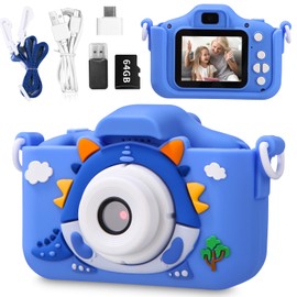 Children's Camera, Children's Camera 1080P 2.0 Inch Screen Camera Children with 64GB Card Selfie Digital Camera Children Photo Camera Children for 6-12 Years Boys and Girls Christmas Toy