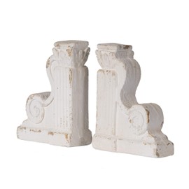 Loui Michel Cie Distressed White Bookend, Set of 2