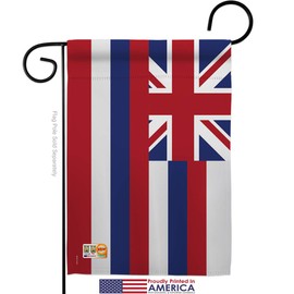 Ornament Collection GS191512-P3-02 Hawaii Americana States Impressions Decorative Vertical 13" x 18.5" Garden Flag Set Metal Wall Hanger Hardware