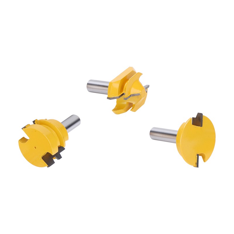 3Pcs Rail and Stile Router Bit Hardened Steel 1/2in Straight