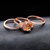 Uloveido 3pcs Rose Gold Plated Emerald Cut Orange AAA Cubic