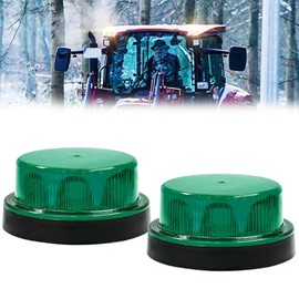 Ygmylandbb LED Strobe Warning Light, Green Flashing Strobe Beacon Light, 12V 24V Mini Round Rooftop Strobe Beacon Light for Forklift Vehicles Trucks Golf Cart Tractors Cars, 2Pcs