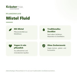 Kräutermax Mistletoe Drops 1 x 50 ml, Plant Fluid Distillate According to Paracelsus, Ideal Addition to Tea, Liquid Extract, Tincture, Capsules, Tablets - Vegan