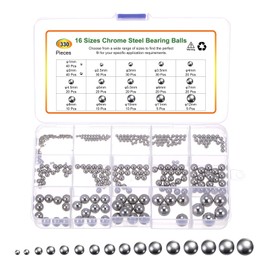 sourcing map 330pcs G16 Precision Balls Assortment Kit 1mm 2mm 2.5mm 3mm 3.5mm 4mm 4.5mm 5mm 5.5mm 6mm 7mm 8mm 9mm 10mm 11mm 12mm Chrome Steel Solid Bearing Balls