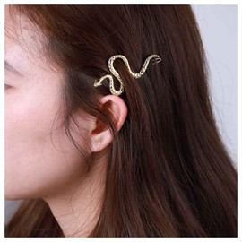 Iaceble Boho Snake Hairclip Pins Snake Side Clip Barrette Gold Snake Hair Pin Metal Snake Hair Clips Decorative Hair Accessories for Women and Girls Headdress