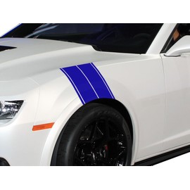 FGD Fender Hash Stripe Graphics Decal Sticker Set Universal Fits Car Truck or SUV (Hm01) 11"x23" (Blue)