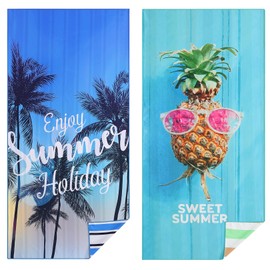 Casa Platino Pool Towel 2 Pack – Extra Large 32"x71" Quick Dry, Lightweight Microfiber Beach Towels for Poolside, Summer Camping & Travel – Sand Free & Compact – Eden