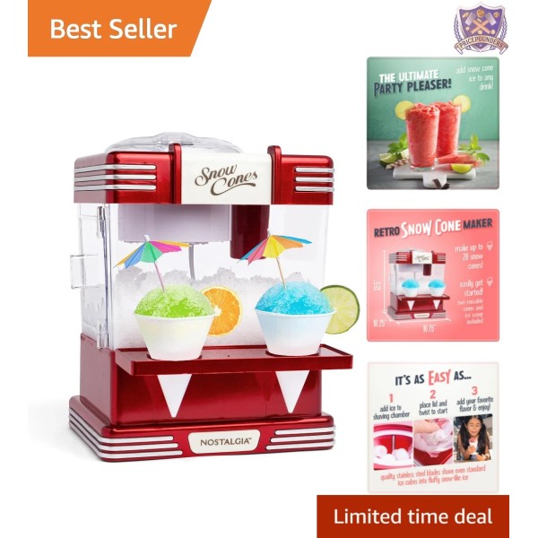 Unbranded Snow Cone Shaved Ice Machine Retro Tabletop Icy Treats