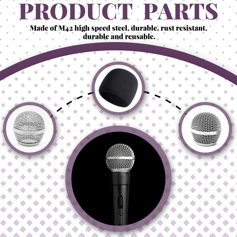 Cionyce SM58 Microphone Head Replacement, Standard Size, 4 Pack