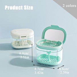 Shengsenfu Dental Portable Mouth Storage Case, with Strainer Basket Dental Cup Denture Soaking Container False Teeth Storage Box (Green)
