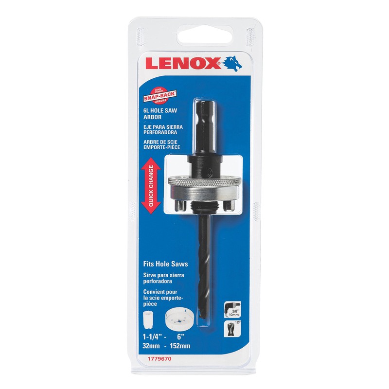Lenox Tools 1779670 6L Snap Back Arbor with 3-1/4-Inch Pilot