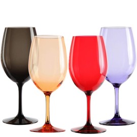 Lily's Home Unbreakable Acrylic Wine Glasses, Made of Shatterproof Tritan Plastic and Ideal for Indoor and Outdoor Use, Reusable, Mixed Colors - Dark (20oz each, Set of 4)