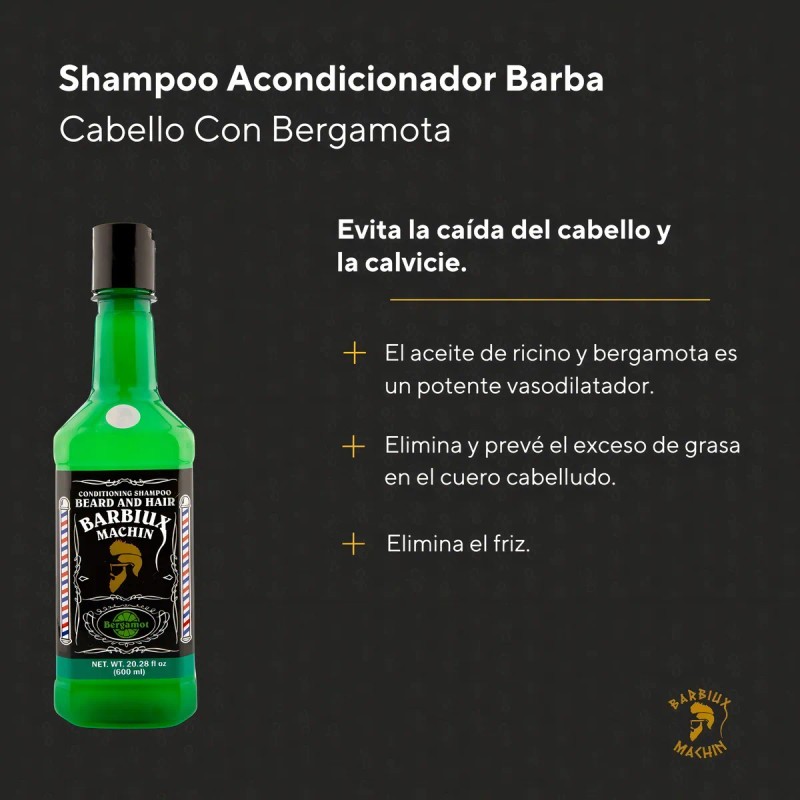 Shampoo Acondicionador Barba Cabello Con Bergamota - 600 Ml