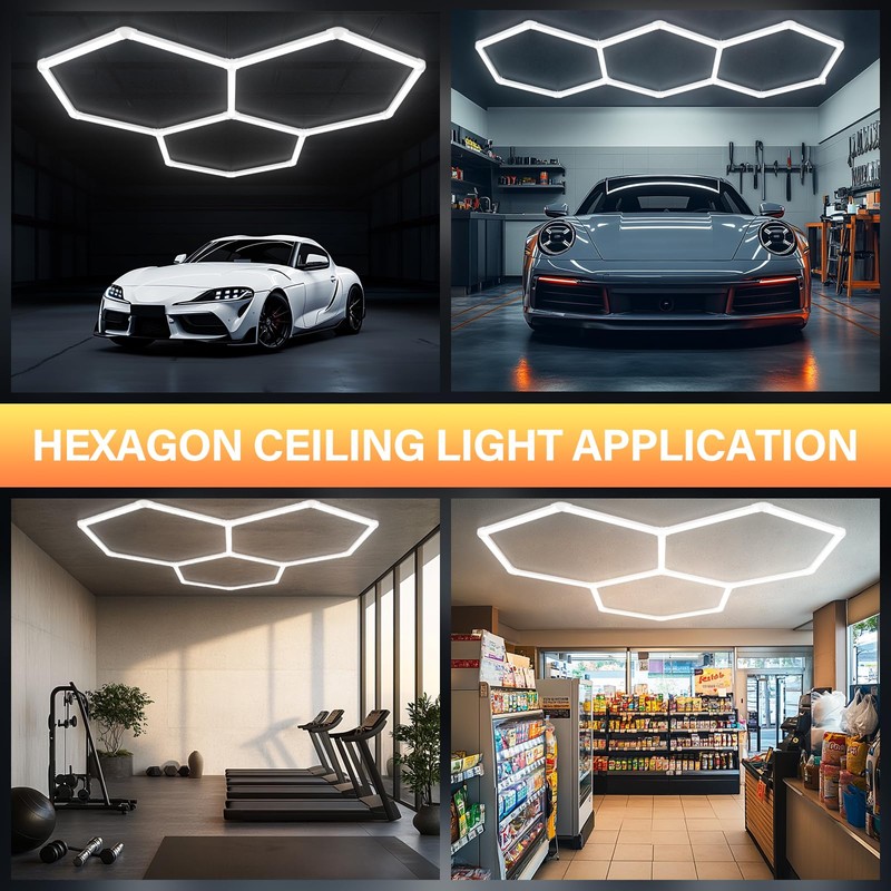ALLYES LED Hexagon Garage Light, Honeycomb LED Ceiling Lights, 15360LM