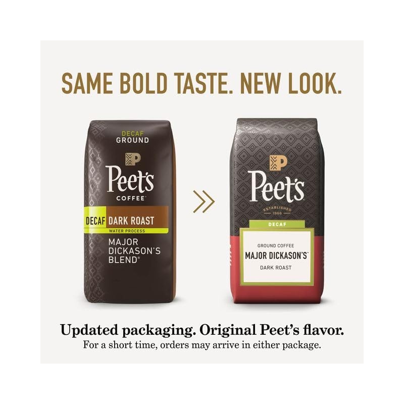 Peet's Coffee, Dark Roast Ground Coffee, Decaffeinated Arabica Coffee -