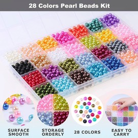 1960Pcs Bracelet Beads Kit 28 Colors Beads with Plastic Box DIY Craft Beads Set 6mm Jewellery Beads Kit Bright Color Jewelry Making Kit for Women Adult Teen Girls DIY