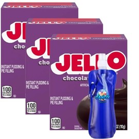 Candy Freezer Pie Filling Mix & Instant Pudding 3.9 oz Box (Pack of 3) with Collapsible Bottle (Chocolate Fudge) Bottle