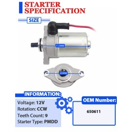 Motorsupermarkets Starter Motor for E-TON RXL-90 Viper 90 All 90cc 2-Stroke with Relay