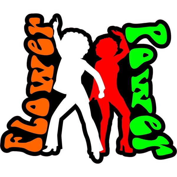 1 x Sticker Flower Power Hip I Love 70ES Dancing