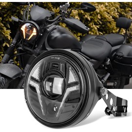 OFFORAD GAMERS 7 inch LED Round Motorcycle Headlight DOT Approved with Housing Bucket Turning Signals DRL Mount Bracket Projector Hi/Low Beam 7" Headlight for H-arley Davidson dyna Honda Suzuki Yamaha