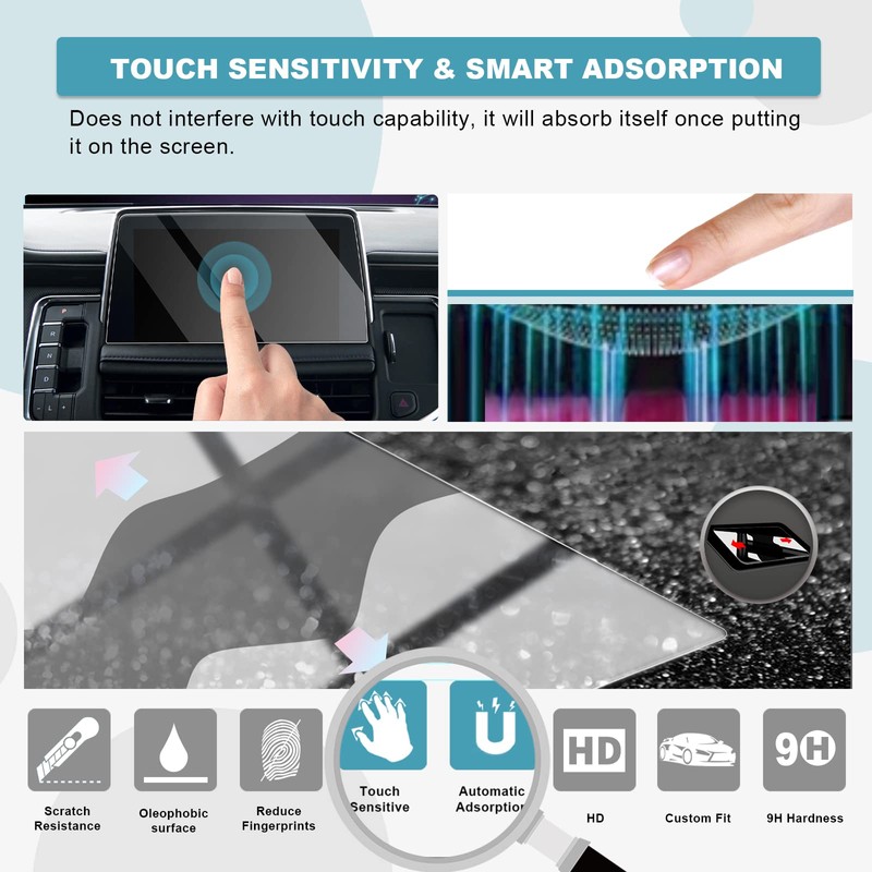 CDEFG Glass Screen Protector for 2021 2022 2023 Tahoe Suburban