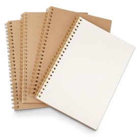 JIANTA Dotted Spiral Binding Notebook A5, 4 Pack Spiral Notepad A5, 100 Pages/50 Sheets Kraft Cover Wirebound Notebooks for Sketching, Diary, Notes, Planning