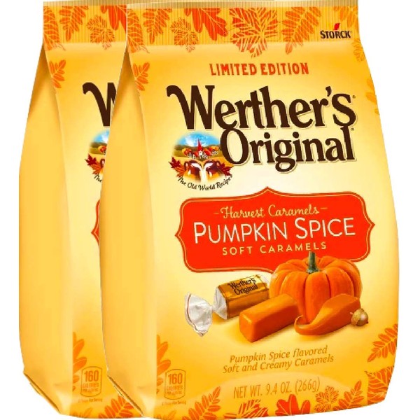 NEW Werther's Original Limited Edition Halloween Pumpkin Spice/ Caramel Apple Soft Caramels - 9.4oz (Pumpkin Spice, 2)