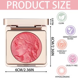 Diyxisk Powder Blush, Geprägt Blush for Cheeks, das Neueste Leichtgewicht Blush Palette, 6g Rouge Puder, Natürlicher Glanz, Wasserfestes Rouge, Langanhaltendes Gesichts-Make-Up (Rosa)